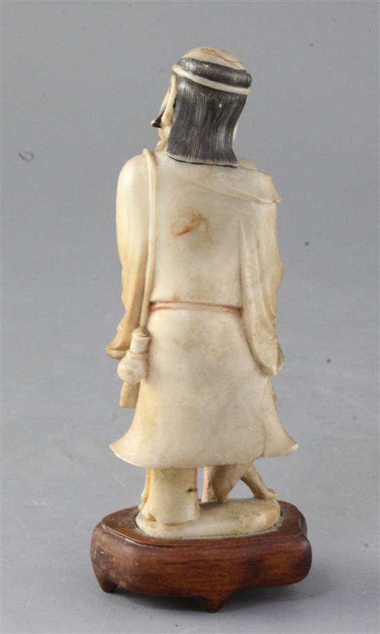 A Chinese carved soapstone figure of Li Tieguai, 18th century, overall height 18cm